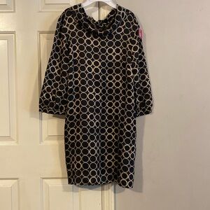 J Crew Black & Gold print dress